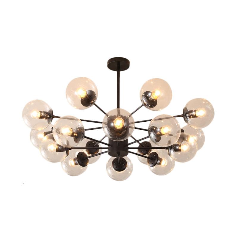 Amber Blue Clear Glass Spherical Chandelier Light Post Modern Black Pendant Lamp - Rebooters