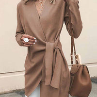 Women's Fashion Casual Solid Patchwork V-Neck Outerwear Rebooters Womens Shirts