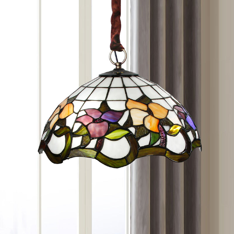 White 3 Heads Suspension Light Tiffany-Style Stained Glass Chandelier - Rebooters