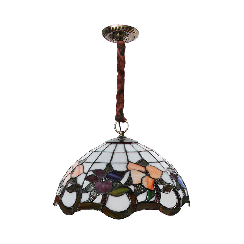 White 3 Heads Suspension Light Tiffany-Style Stained Glass Chandelier - Rebooters