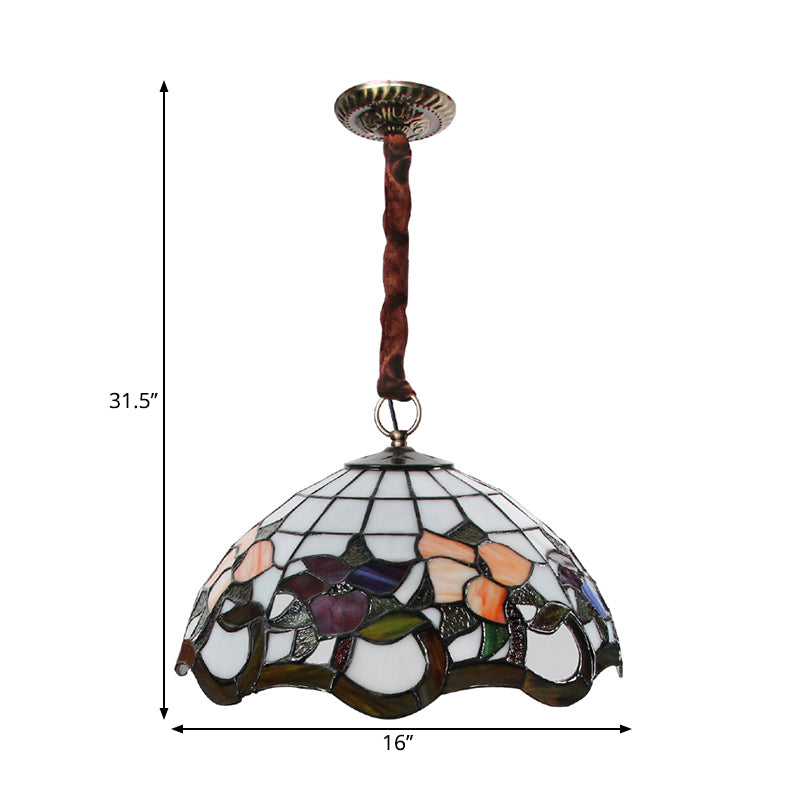 White 3 Heads Suspension Light Tiffany-Style Stained Glass Chandelier - Rebooters