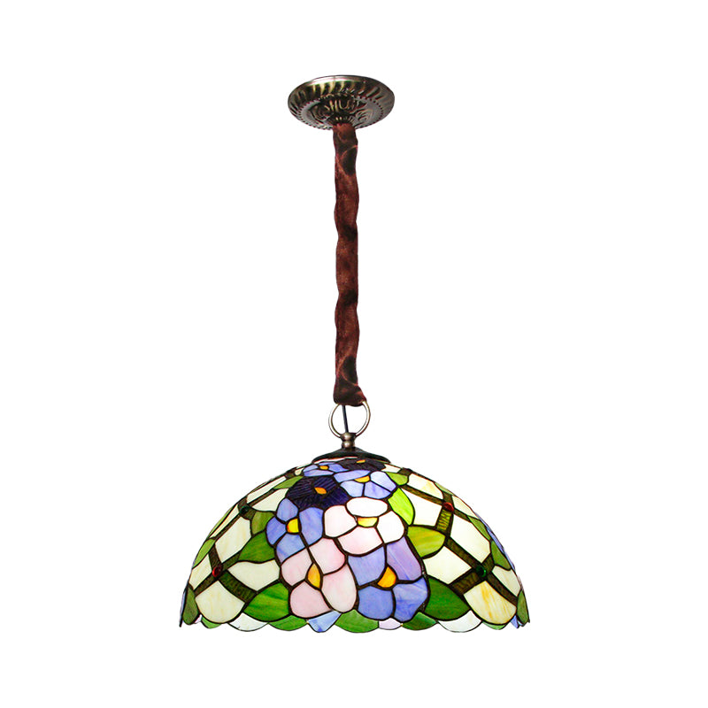 Domed Suspension Pendant Tiffany Handcrafted Stained Glass Chandelier - Rebooters