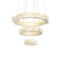 Beveled Crystal 3-Tier Down Lighting LED Chrome Chandelier - Rebooters