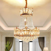 Basket Crystal Strand Chandelier Lamp Modern 8 Lights Gold Pendant Lighting - Rebooters