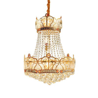 Basket Crystal Strand Chandelier Lamp Modern 8 Lights Gold Pendant Lighting - Rebooters