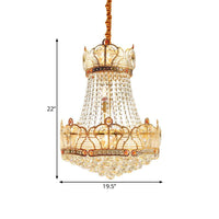 Basket Crystal Strand Chandelier Lamp Modern 8 Lights Gold Pendant Lighting - Rebooters