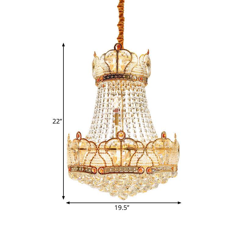 Basket Crystal Strand Chandelier Lamp Modern 8 Lights Gold Pendant Lighting - Rebooters