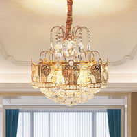 6 Heads Living Room Chandelier Light Simple Gold Pendant - Rebooters