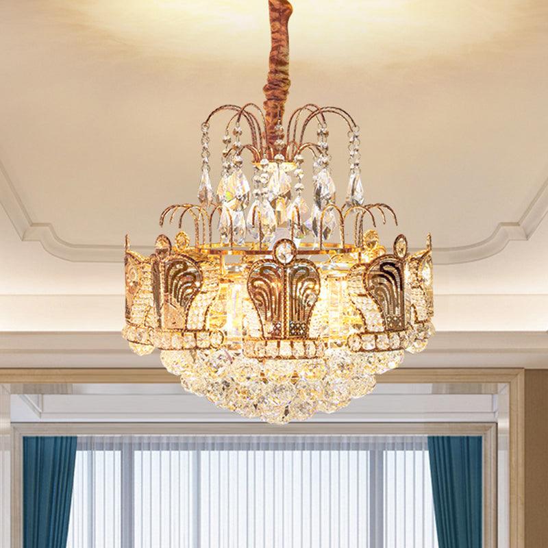 6 Heads Living Room Chandelier Light Simple Gold Pendant - Rebooters