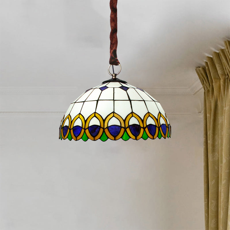 Cut Glass Bronze Ceiling Light Dome 3 Bulbs Mediterranean Chandelier - Rebooters