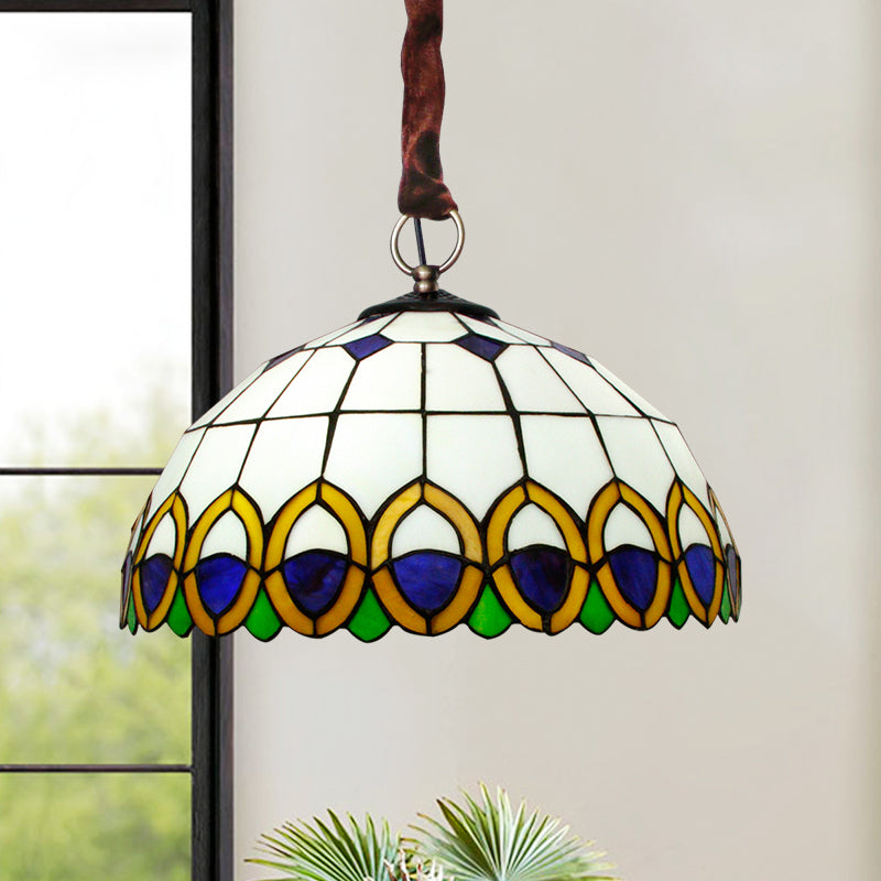 Cut Glass Bronze Ceiling Light Dome 3 Bulbs Mediterranean Chandelier - Rebooters