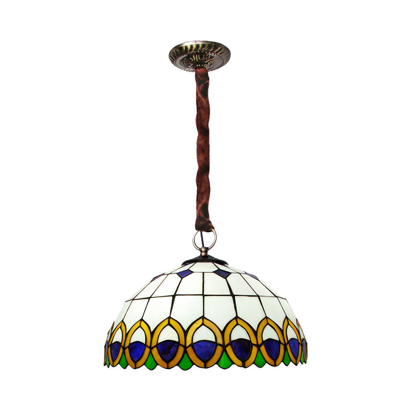 Cut Glass Bronze Ceiling Light Dome 3 Bulbs Mediterranean Chandelier - Rebooters