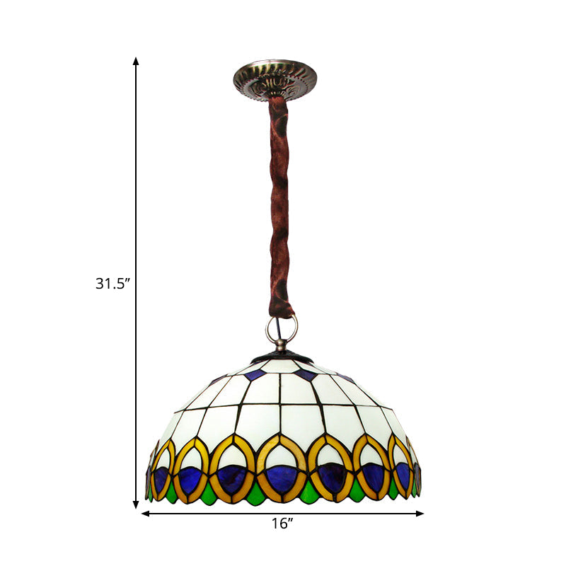 Cut Glass Bronze Ceiling Light Dome 3 Bulbs Mediterranean Chandelier - Rebooters