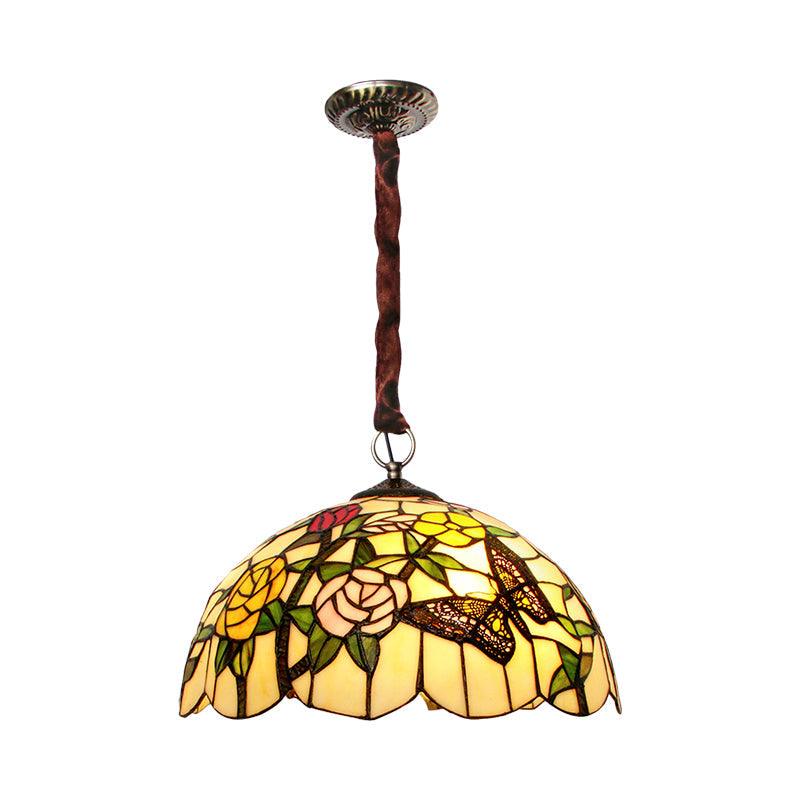3-Head Suspended Lamp Classic Scalloped Chandelier Bronze - Rebooters
