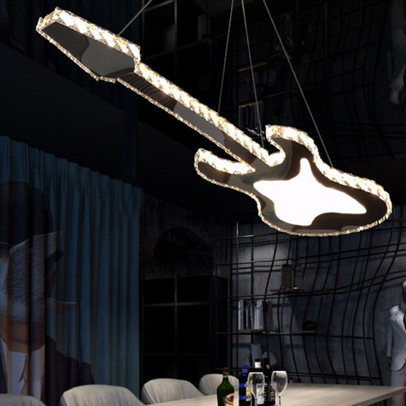Guitar Clear Crystal Hanging Chandelier LED Fixture Dining Room - Rebooters