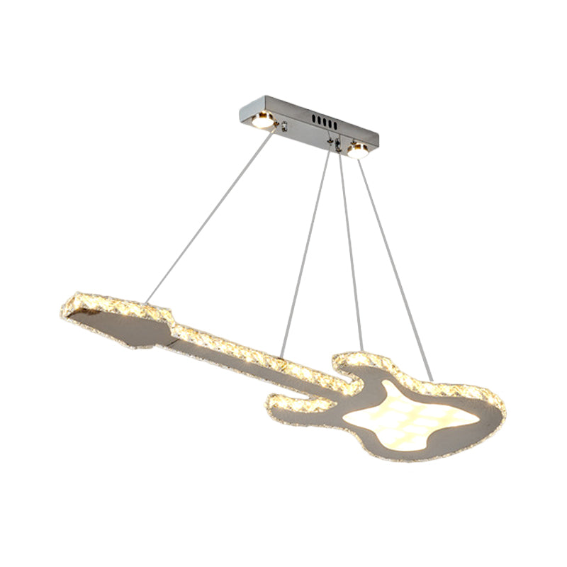 Guitar Clear Crystal Hanging Chandelier LED Fixture Dining Room - Rebooters