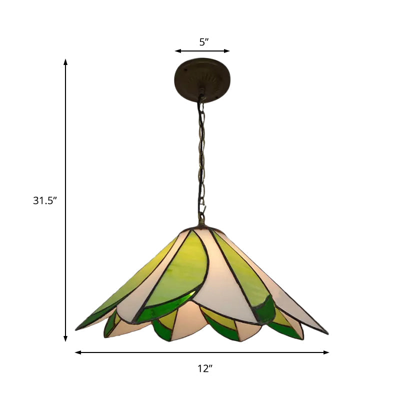 1 Bulb Ceiling Pendant Light Tiffany-Style Bloom Green | Rebooters - Rebooters