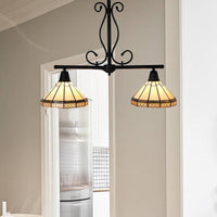 Beige 2 Heads Island Pendant Light Tiffany Stylish Ceiling Light - Rebooters