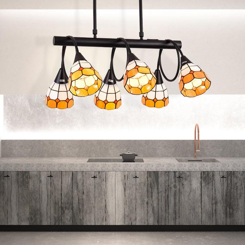 6/10 Lights Kitchen Island Lighting Tiffany Stylish Blue Orange Yellow Hanging Lamp - Rebooters
