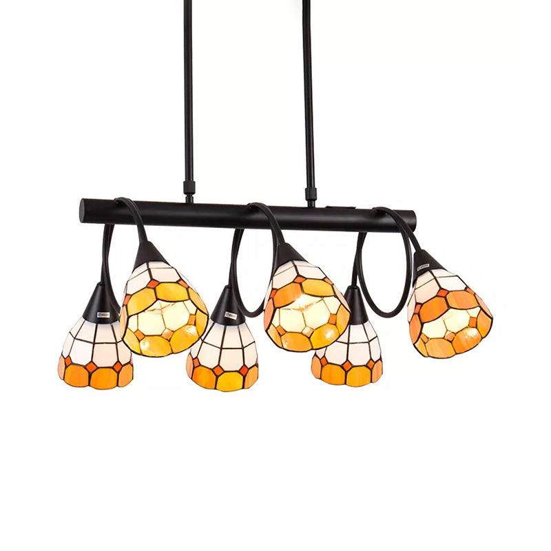 6/10 Lights Kitchen Island Lighting Tiffany Stylish Blue Orange Yellow Hanging Lamp - Rebooters