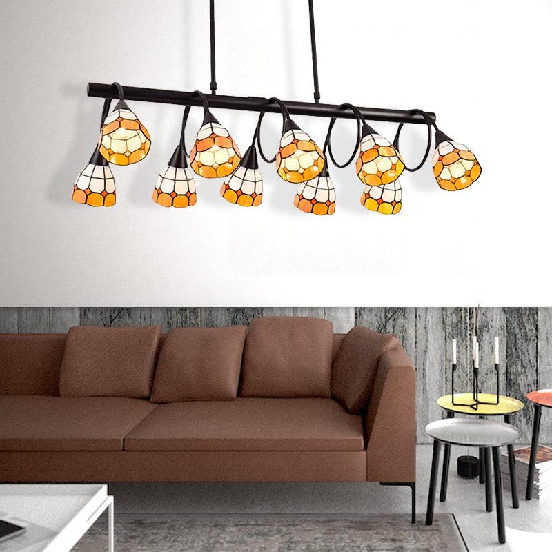6/10 Lights Kitchen Island Lighting Tiffany Stylish Blue Orange Yellow Hanging Lamp - Rebooters
