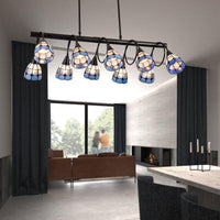 6/10 Lights Kitchen Island Lighting Tiffany Stylish Blue Orange Yellow Hanging Lamp - Rebooters