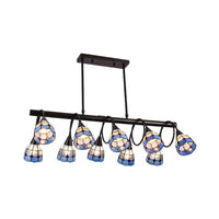 6/10 Lights Kitchen Island Lighting Tiffany Stylish Blue Orange Yellow Hanging Lamp - Rebooters
