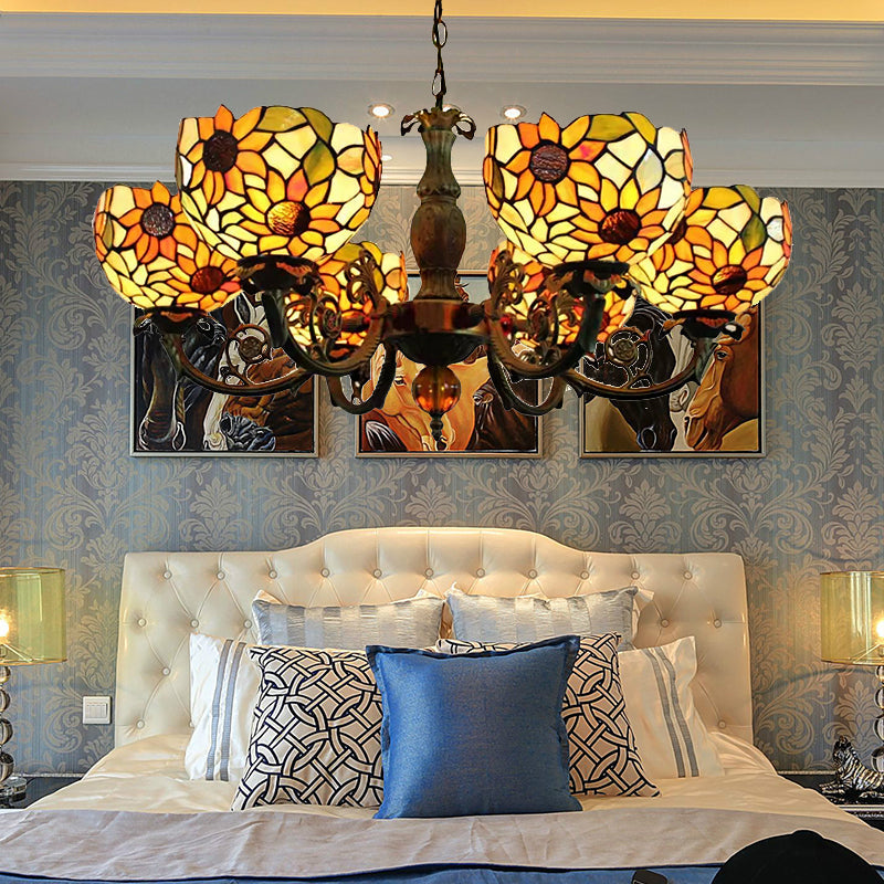 Large Chandeliers for Living Room, 6-Lights Tiffany Style - Rebooters