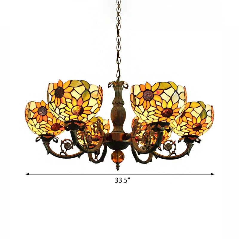 Large Chandeliers for Living Room, 6-Lights Tiffany Style - Rebooters