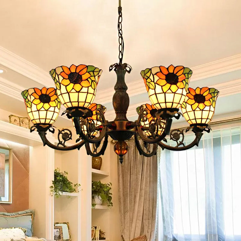Large Chandeliers for Living Room, 6-Lights Tiffany Style - Rebooters