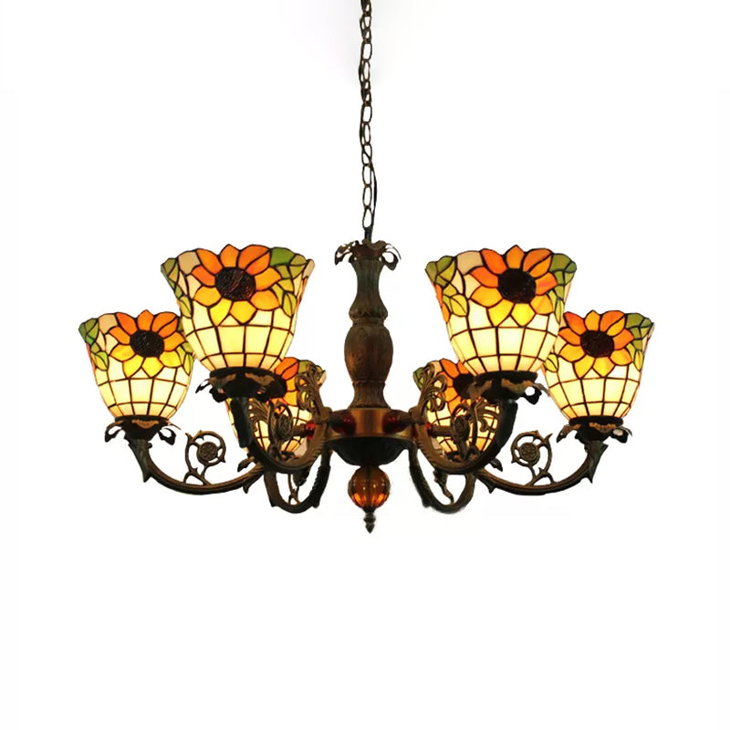 Large Chandeliers for Living Room, 6-Lights Tiffany Style - Rebooters