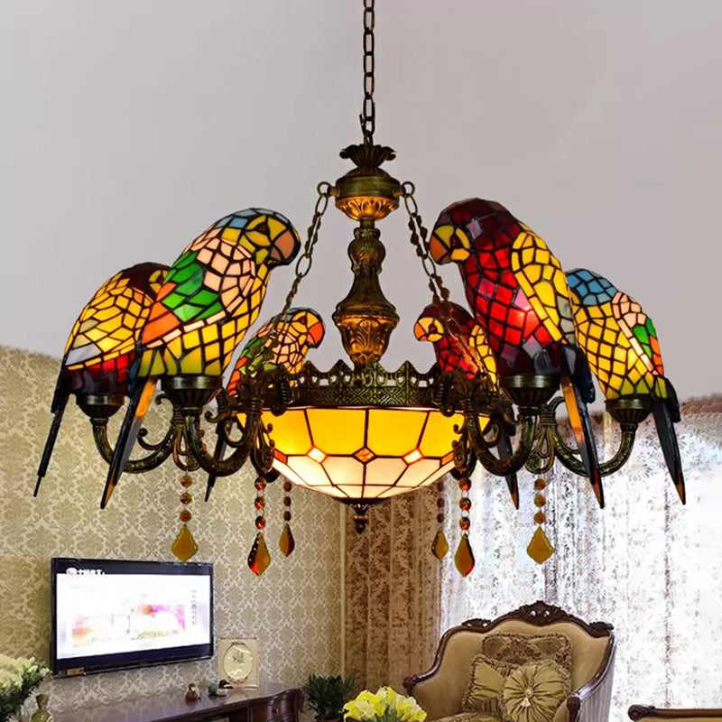 Dining Room Chandeliers Bronze 9 Lights Tiffany Stained Glass - Rebooters