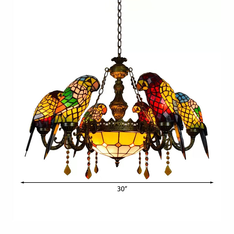 Dining Room Chandeliers Bronze 9 Lights Tiffany Stained Glass - Rebooters