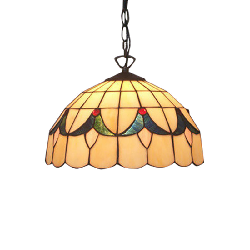 1 Bulb Hemisphere Ceiling Light Tiffany-Style Beige Fixture | Rebooters - Rebooters