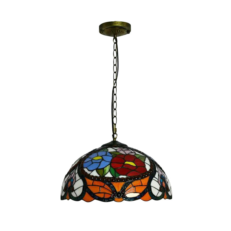 3 Bulbs Bloom Ceiling Lamp Victorian Stained Glass Pendant - Rebooters