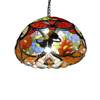 3 Bulbs Bloom Ceiling Lamp Victorian Stained Glass Pendant - Rebooters