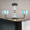 Blue 3/6 Lights Hanging Chandelier Floral Pendant Ceiling Light - Rebooters