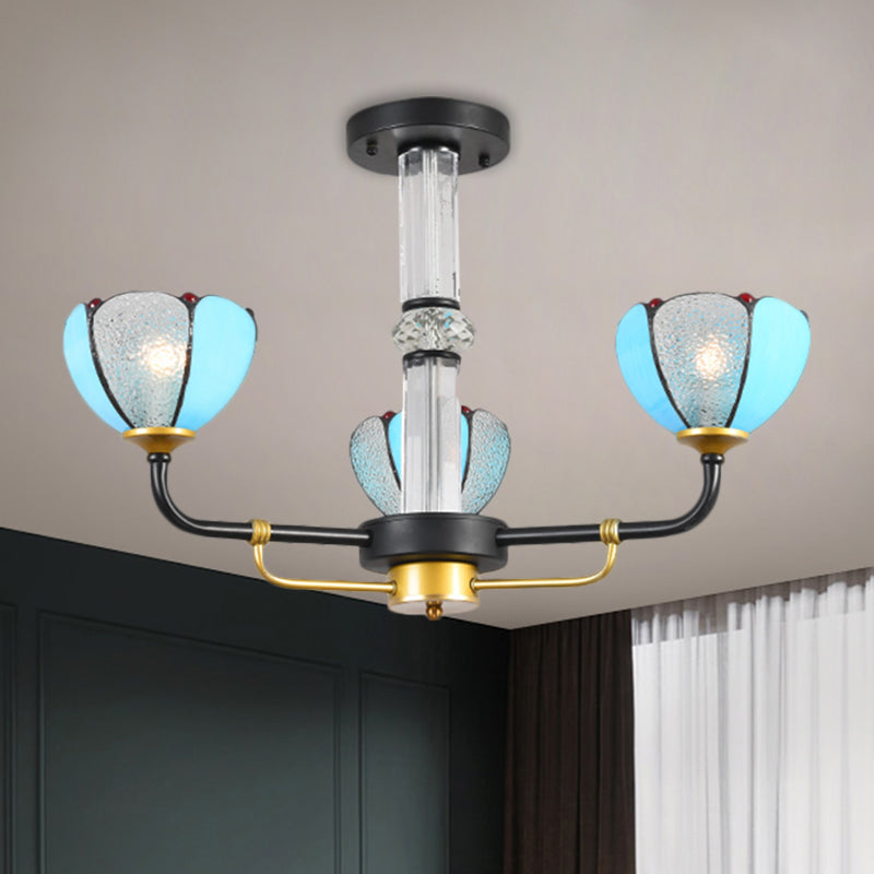 Blue 3/6 Lights Hanging Chandelier Floral Pendant Ceiling Light - Rebooters