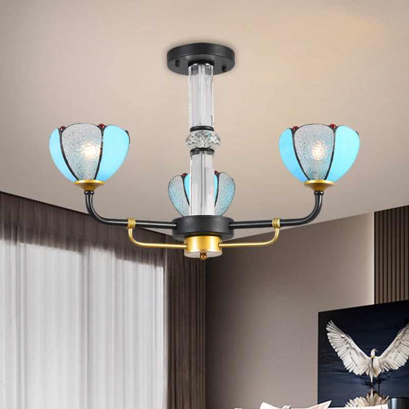 Blue 3/6 Lights Hanging Chandelier Floral Pendant Ceiling Light - Rebooters