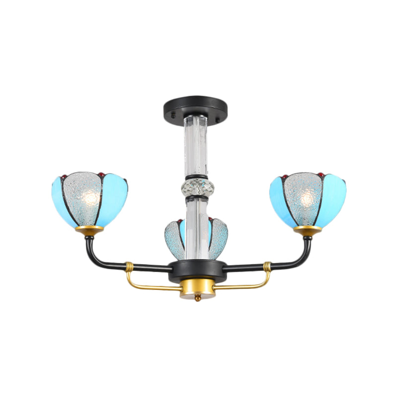 Blue 3/6 Lights Hanging Chandelier Floral Pendant Ceiling Light - Rebooters