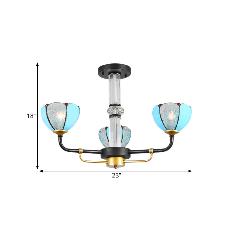 Blue 3/6 Lights Hanging Chandelier Floral Pendant Ceiling Light - Rebooters