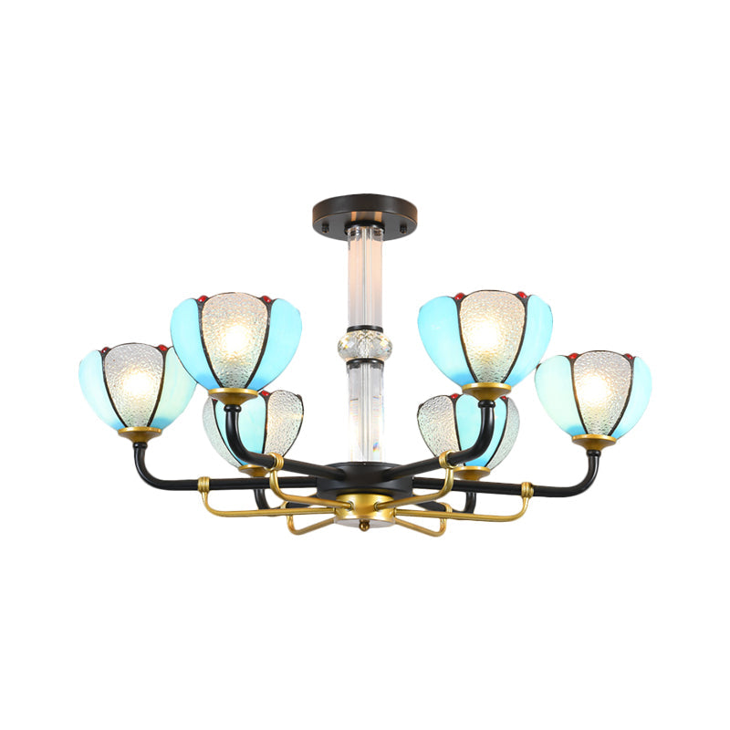 Blue 3/6 Lights Hanging Chandelier Floral Pendant Ceiling Light - Rebooters