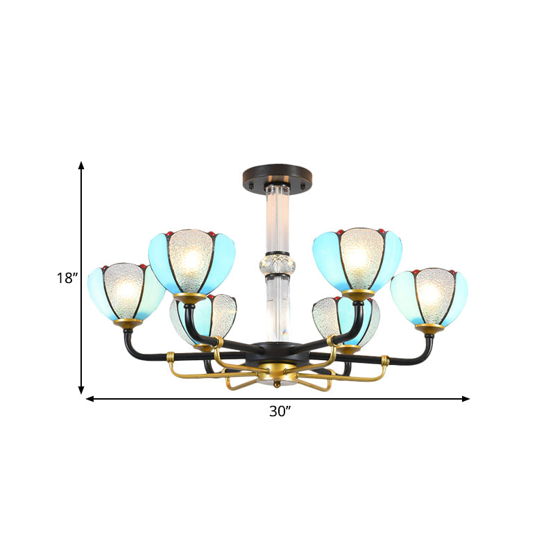 Blue 3/6 Lights Hanging Chandelier Floral Pendant Ceiling Light - Rebooters