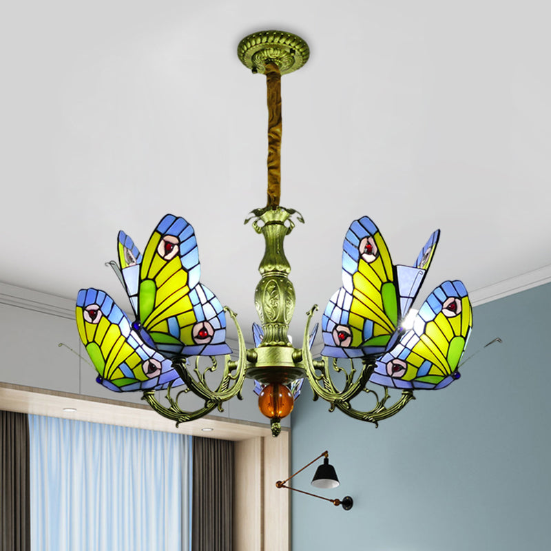 Butterfly Stained Glass Chandelier Lamp Tiffany 3/5 Bulbs - Rebooters