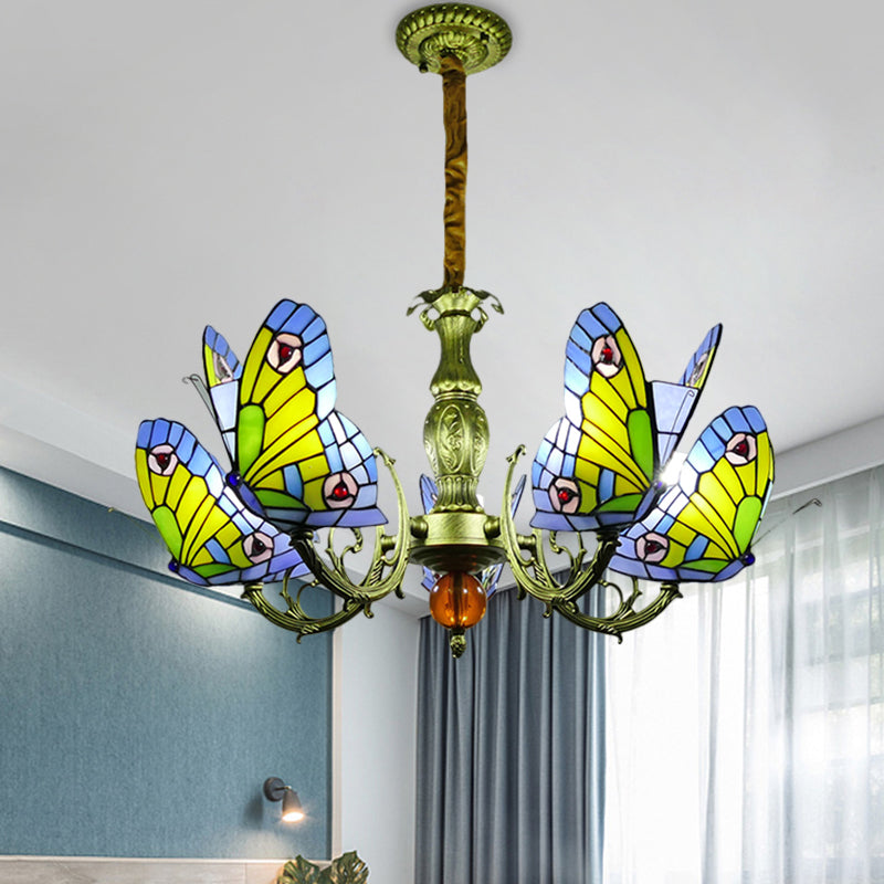 Butterfly Stained Glass Chandelier Lamp Tiffany 3/5 Bulbs - Rebooters