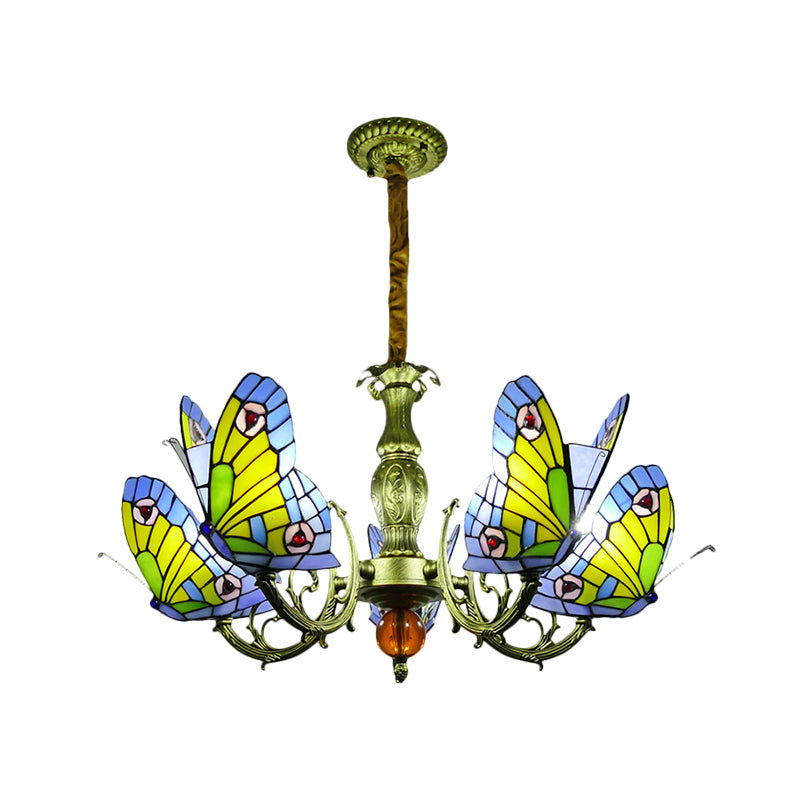 Butterfly Stained Glass Chandelier Lamp Tiffany 3/5 Bulbs - Rebooters