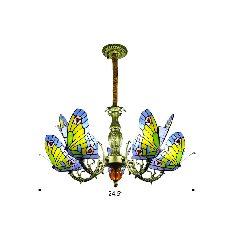 Butterfly Stained Glass Chandelier Lamp Tiffany 3/5 Bulbs - Rebooters