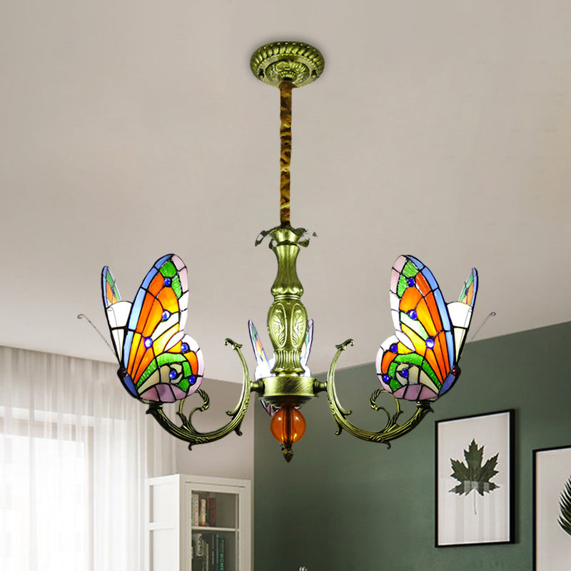 Butterfly Stained Glass Chandelier Lamp Tiffany 3/5 Bulbs - Rebooters