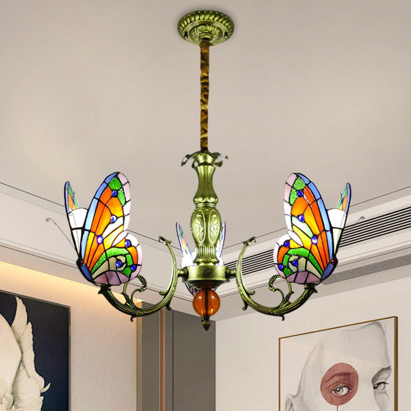 Butterfly Stained Glass Chandelier Lamp Tiffany 3/5 Bulbs - Rebooters