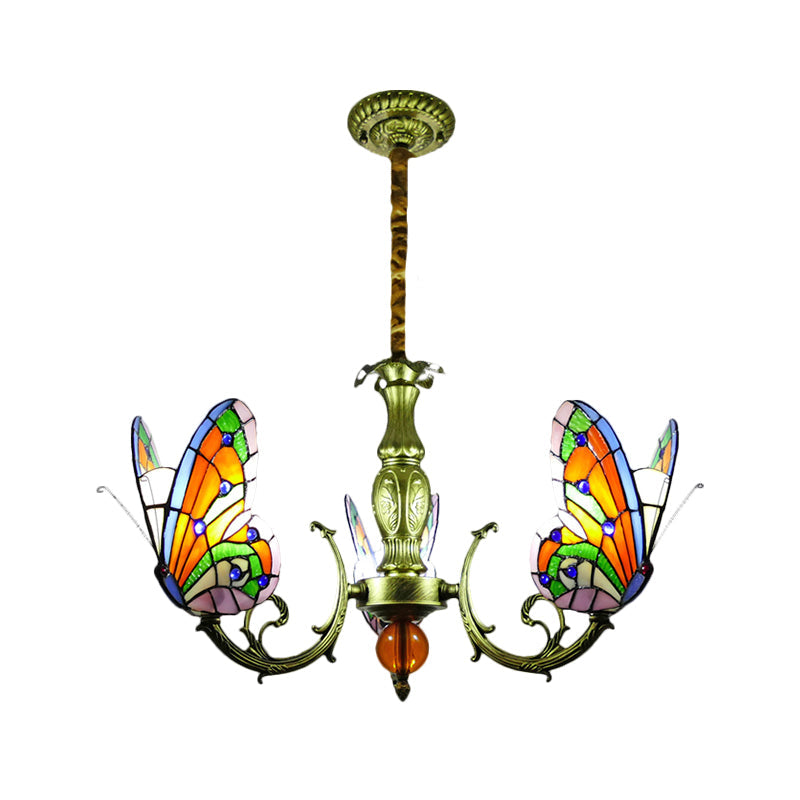 Butterfly Stained Glass Chandelier Lamp Tiffany 3/5 Bulbs - Rebooters